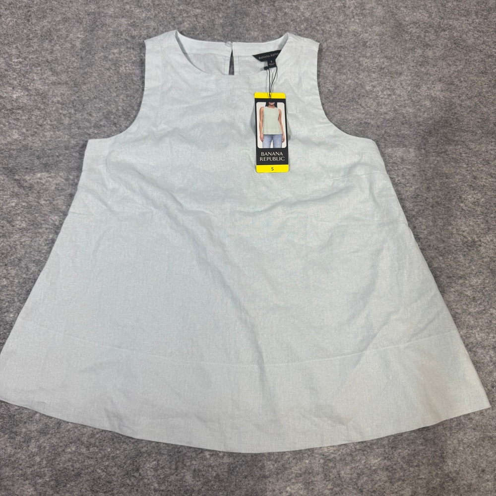 Banana Republic Womens Light Blue Linen Blend Sleeveless Tank Top Small NWT